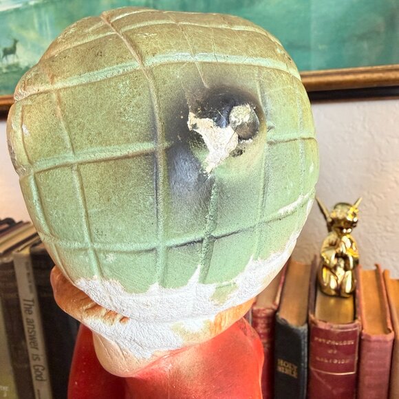 1930s Large Chalkware Carnival Prize Young girl with hat statue - Picture 11 of 17